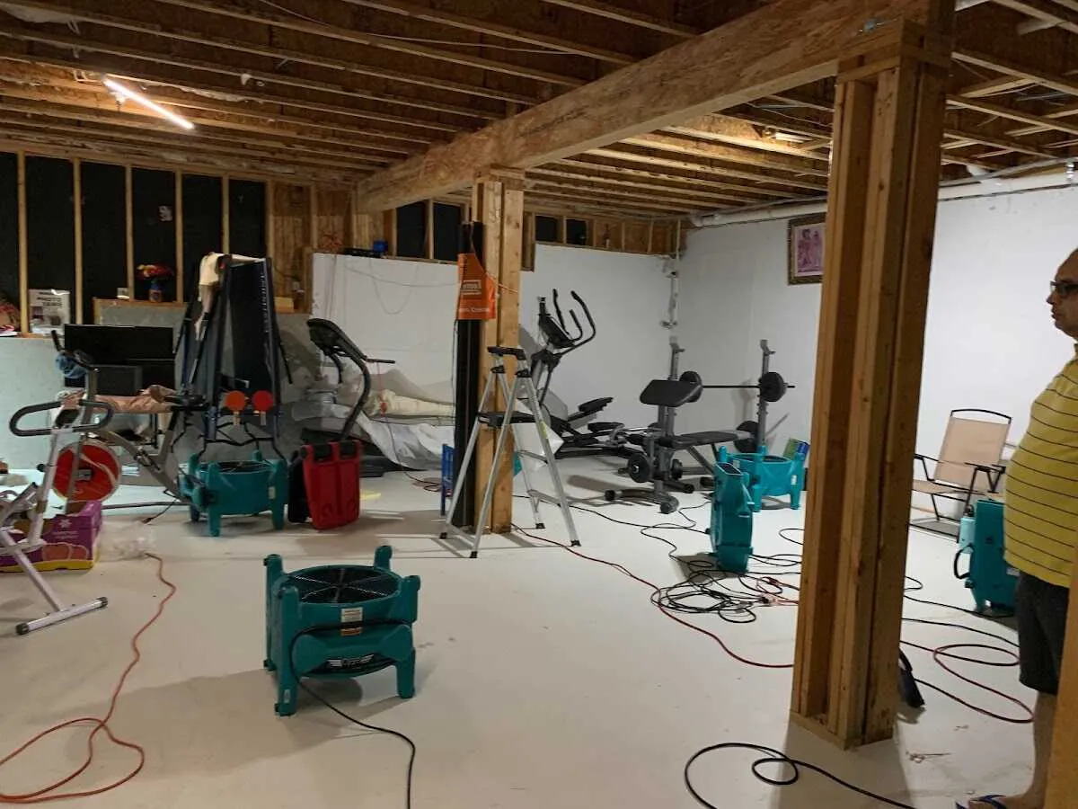 Basement drying equipment setup for Structural Drying in Holdenville